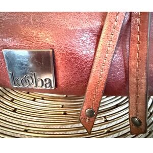 Kooba Reddish Brown Leather Crossbody Bag Flap Closure Gunmetal Hardware Tassel